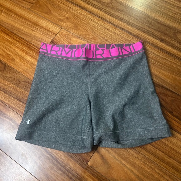 Under Armour Compression‎ Shorts Athletic Running Fitness Pink Waistband S - Picture 1 of 5